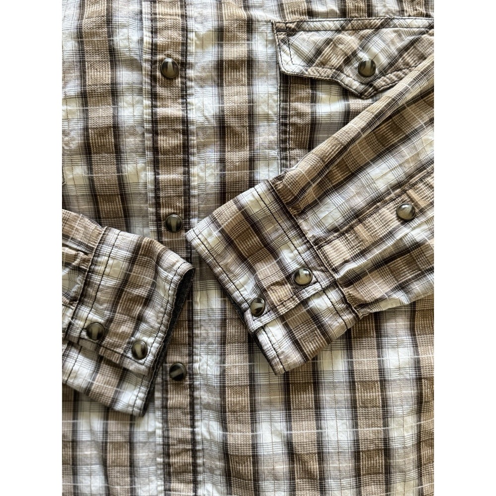 Cody James Mens Large Western Rodeo Shirt Pearl‎ Snaps Plaid Long Sleeve Brown - Picture 4 of 10